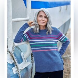 Woolover Lambswool Multi-stripe‎ Sweater Size S